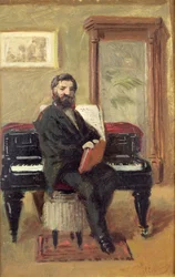 Claude Achille Debussy (1862-1918) an seinem Klavier